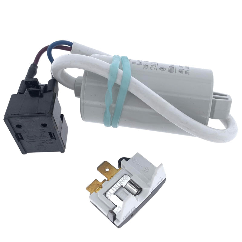 4.7 Ohm 3-Pin PTC Starter/Start Relay QP2-4.7G12 and Overload and Capacitor Kit for Mini Fridges, Compact Refrigerators, Beverage & Wine/Beer Coolers, Deep Freezers, Beer/Wine Refrigerators