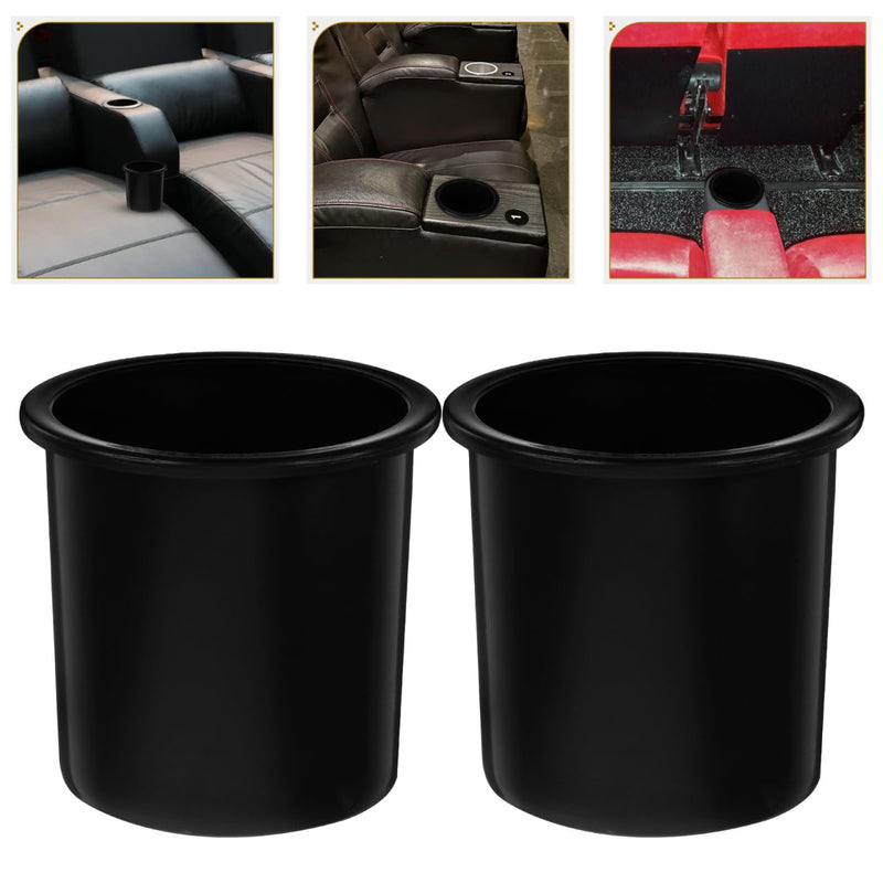 Plastic Cup Holder Inserts 2pcs Universal Drop in Cup Holder for Sofa Recliner Table RV Boat Car Drop-in Replacement Golf Cart Black