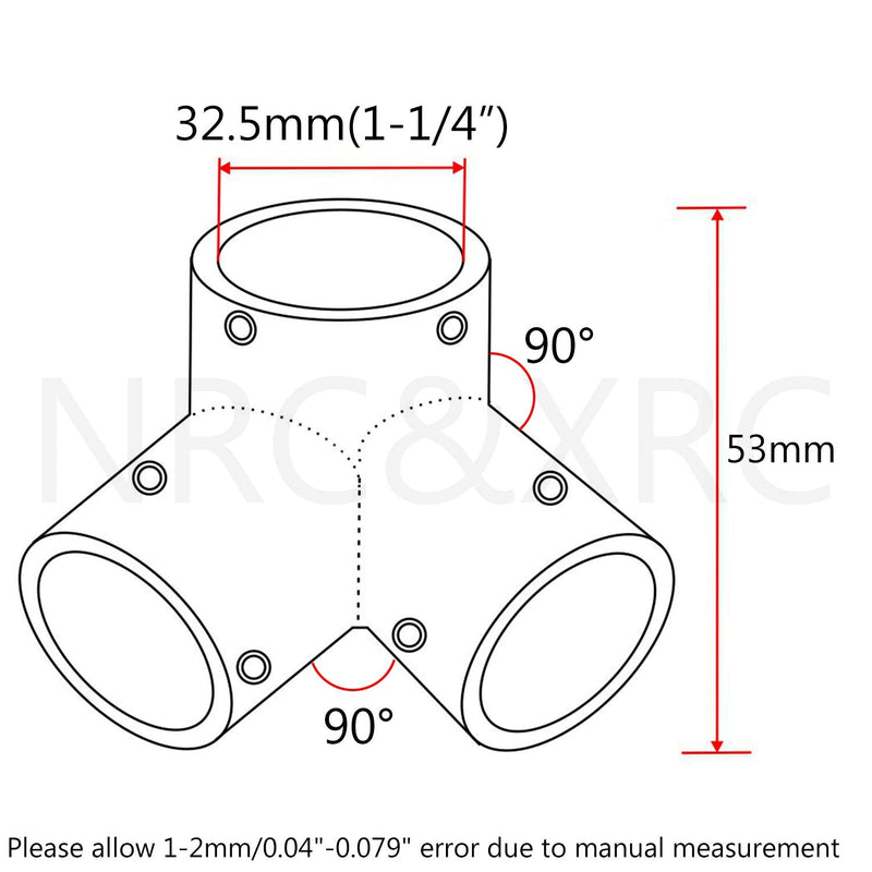 NRC&XRC Stainless Steel Mirror Polished Hand Rail Fitting-90 Degree 1-1/4" 3 Way Corner Elbow,1-1/4 inch Pipe/Tube Hand Rail Tee
