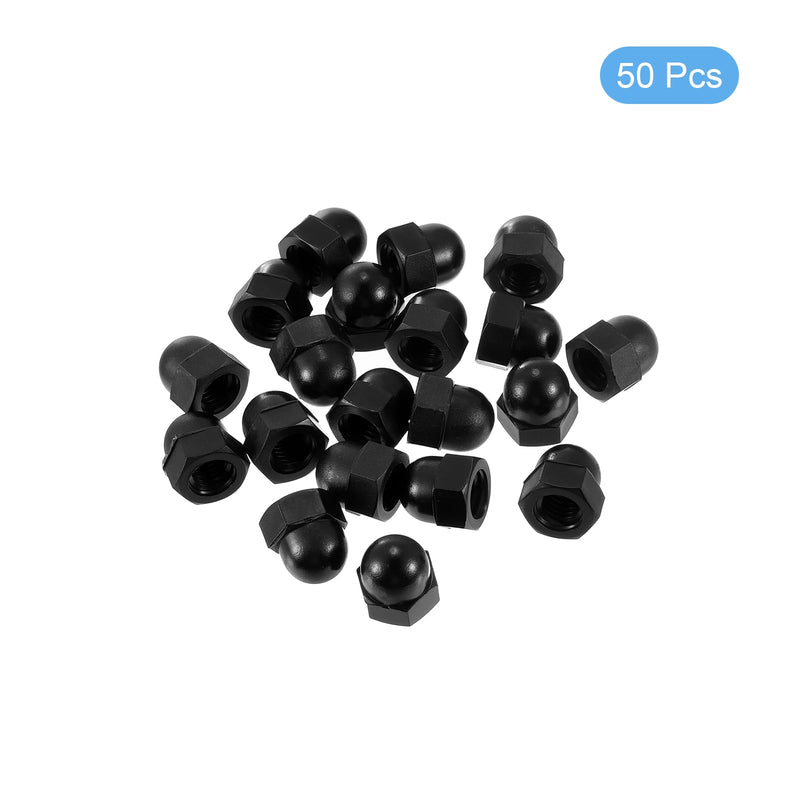 uxcell M8x1.25 Acorn Cap Nuts, 50Pcs Nylon Dome Cap Head Acorn Nut Hardware Nuts for Bolt Cover, Black M8 50