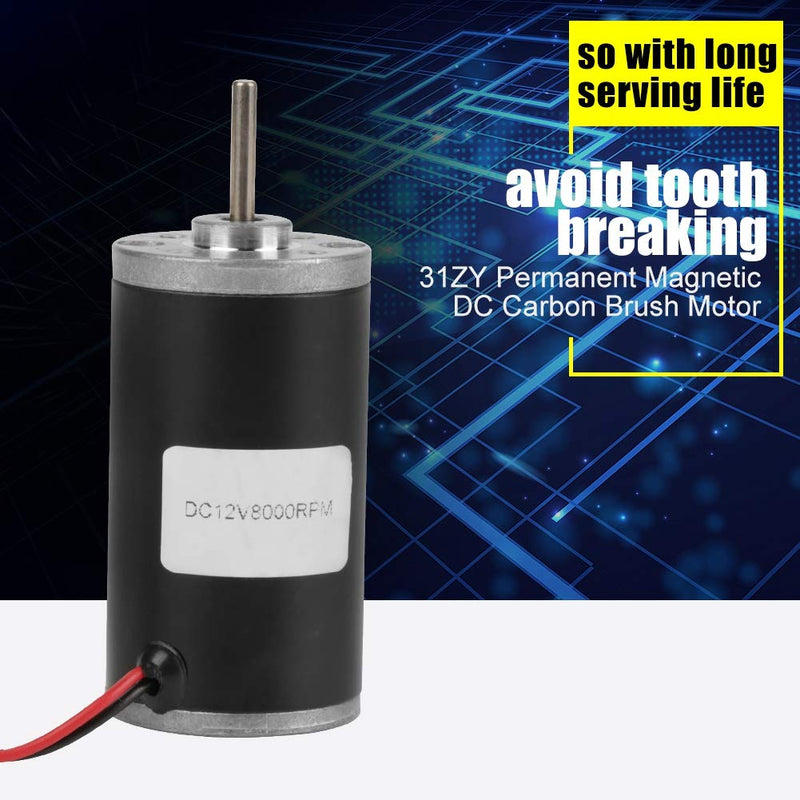 31ZY Permanent Magnet Motor, 6V/12V/24V 3500-8000RPM Permanent Magnet DC Motor Electric Brushed Motor CW/CCW (12V 8000RPM) 12V 8000RPM