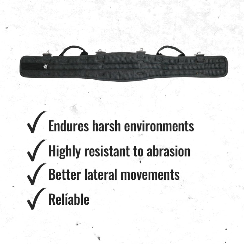 WOLF WTH2110 Heavy-Duty Ballistic Padded Tool Work Belt | Compatible w/Pouches, Holsters & 4-Point Suspenders | Body Waist Comfort Lightweight Breathable | Contractors Handyman | Tongue Buckle Medium