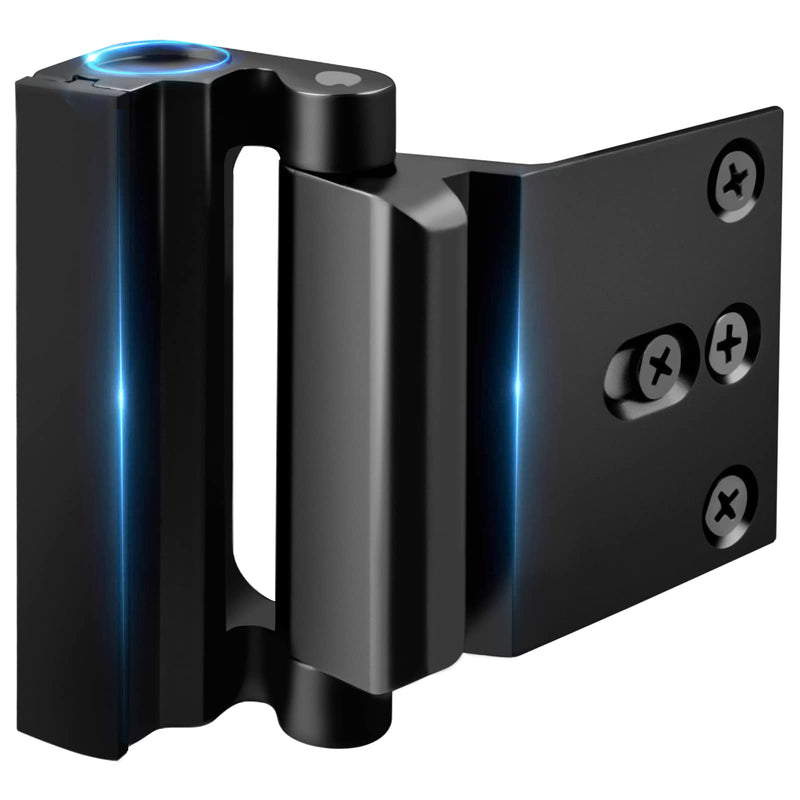Home Security Door Lock Reinforcement - Child Proof High Security Door Locks with 3" Stop Withstand 800 lbs for Inward Swinging Front Door, Night Kids Safety Metal Flip Lock Deadbolt Latch Defend Home Black