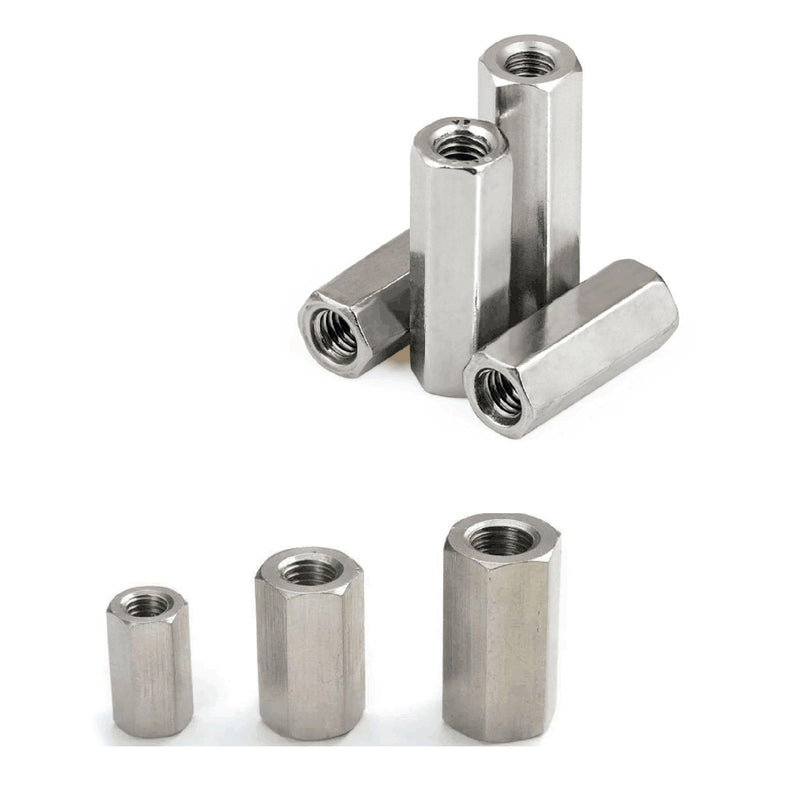 2PCS M8 X 1.25-Pitch 25mm Length 304 Stainless Steel Metric Hex Coupling Nut M8x25mm