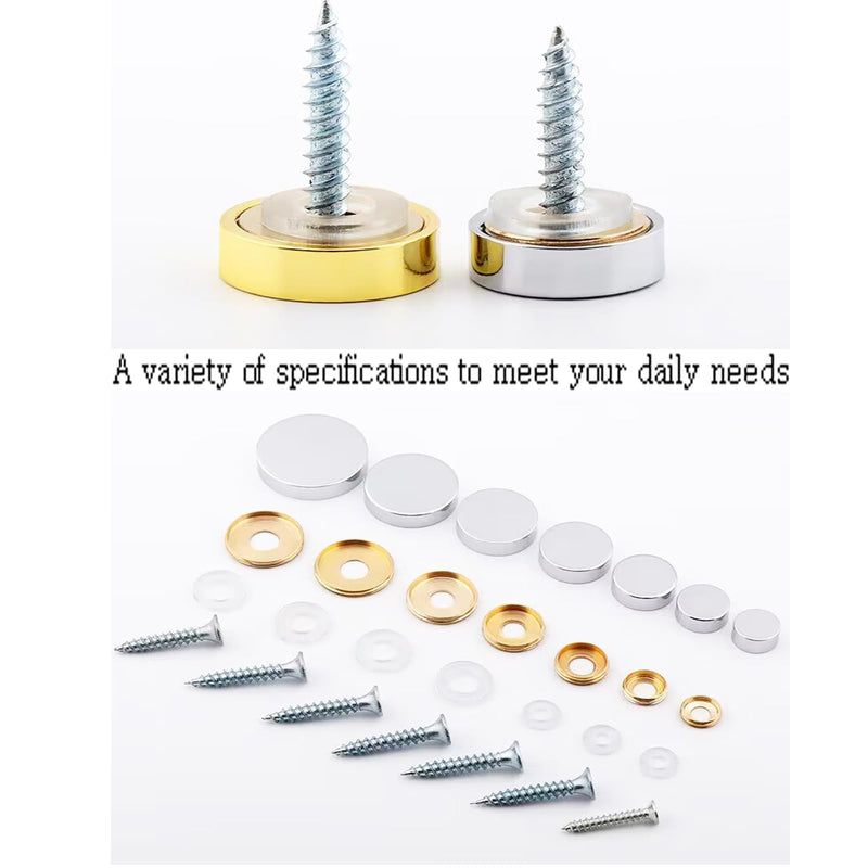 Thickened Pure Copper Mirror Screw, Decorative Cover Cap Nail, Glass Advertisement Screw, Polishing Silver 25mm - (8 Pcs)