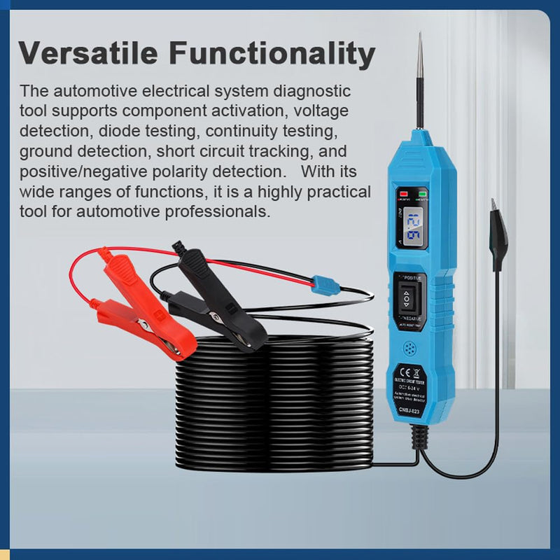 Shkalacar Automotive Circuit Tester, 3.5-36V Power Circuit Probe Kit, Electrical System Diagnostic Tool Component Activation Diode/Voltage/Polarity/Continuity/Ground Detection LCD Digital Display
