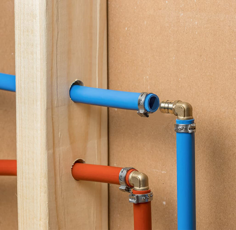25/50/100 Pack PEX Fittings, 1/2" Fittings/ 3/4" Fittings, PEX Elbow/Tee/Straight Coupling Fittings, Brass PEX Fittings for PEX Tubing Pipe (1/2" Elbow, 25) 25 × 1/2" Elbow