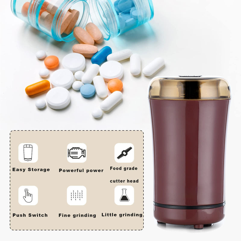 Multifunctional Electric Pill Crusher Grinder- Grind The Medicine and Vitamin Tablets of Different Sizes into Fine Powder-Mortar and Pestle,Elderly, Children or Pets (Purple) Purple