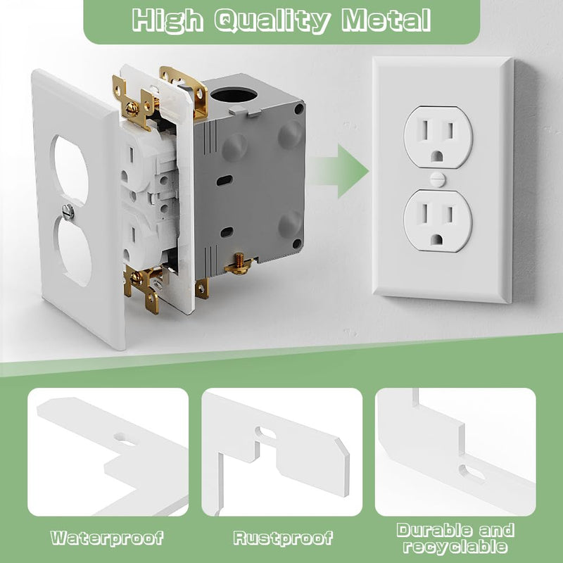 20 Pcs Wall Plate Spacer,Metal Receptacle Spacers for Electrical Box,Electrical Outlet Spacers Shims for Fixing Walls/Device Fix/Switch, Flush Fit Device Leveling Plate(White) White - 20 Pcs