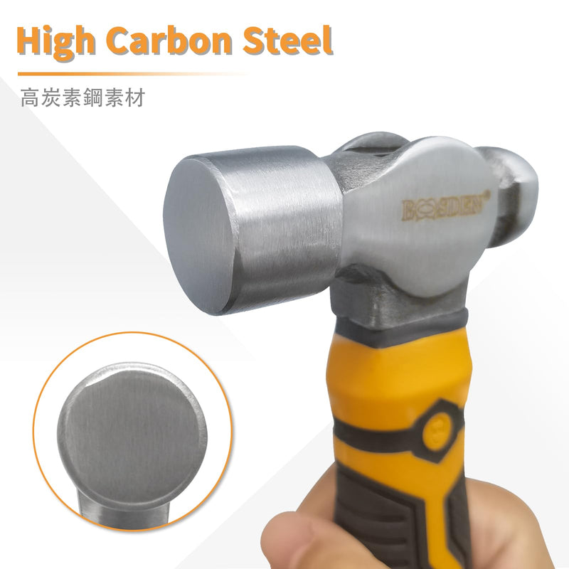 BOOSDEN Small Ball Peen Hammer, 15 oz, Stubby Ball Pein Hammer, Forged Fine Grain Steel Head, Handy Little Hammer with Non-slip Rubber Grips, Jewelry Hammer for Metalworking, Crafting
