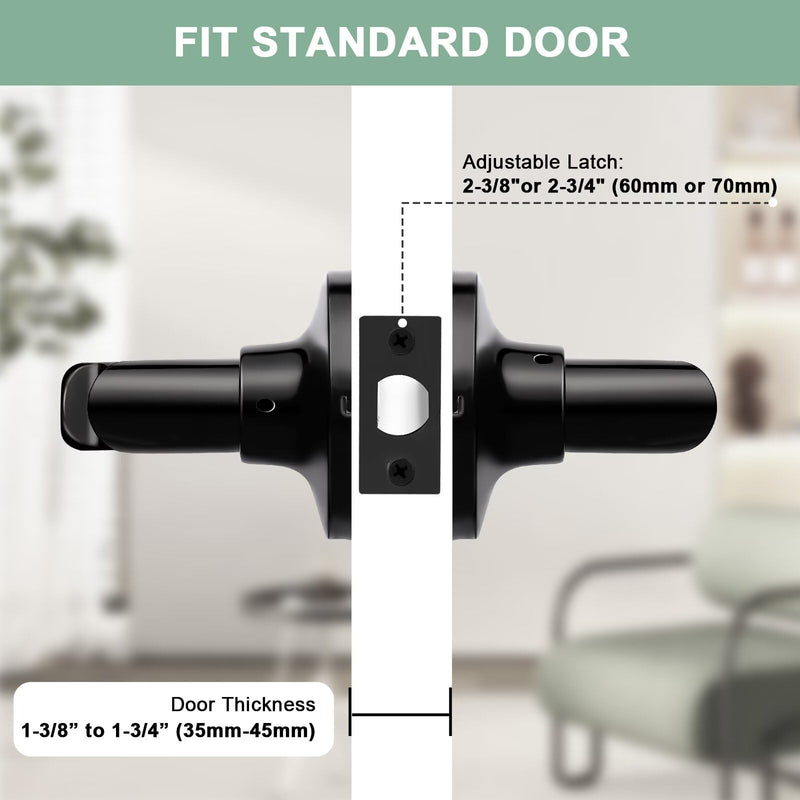GOBEKOR 2 Pack Matte Black Door Handles Privacy Door Levers with Lock,Heavy Duty Interior Door Handles for Bedroom and Bathroom,Sleek Round Door Levers with No Key Privacy Door Handle