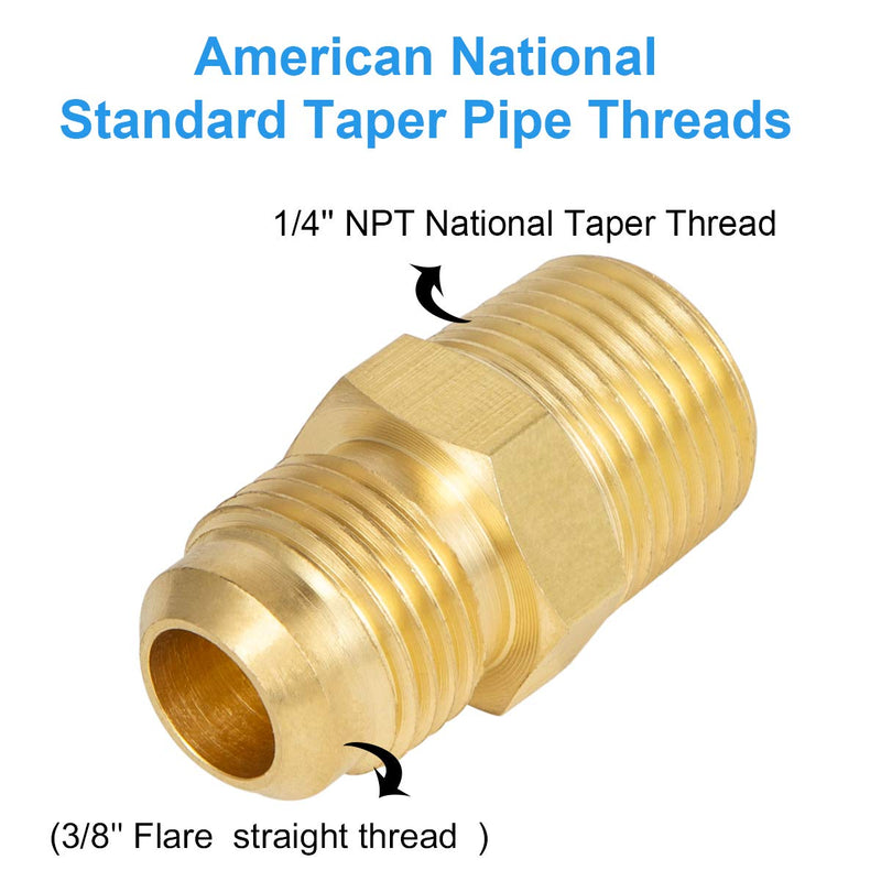 2 PCS Brass Tube Fitting, Half Union Gas Adapter 3/8" Flare x 3/8" NPT Male Pipe