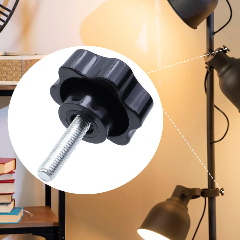 Antrader 8-Piece 5/16" x 1.2" Male Thread Star Knob Hexagonal Shaped Clamping Nuts Hand Tightening Screw M8 x 30mm Black