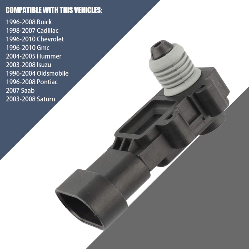 1 PC Car Fuel Tank Pressure Sensor, Vapor Vent Port Fuel Pressure Sensor, Replacement OEM #16238399, 9377680, 09377680, 16196060 Accessories, Compatible with Delphi Third Generation (Black)
