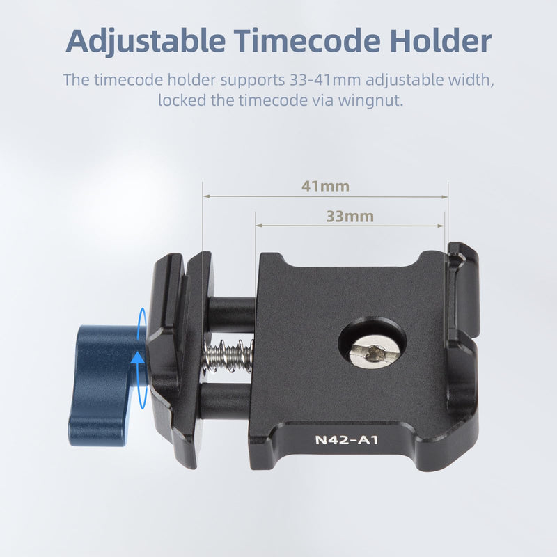 Nitze Timecode Holder for Deity TC-1 / Tentacle Sync E MKII - N42-A1 | Aluminum Alloy Material, Built-in Rubber Pads, Adjustable Clamping Width