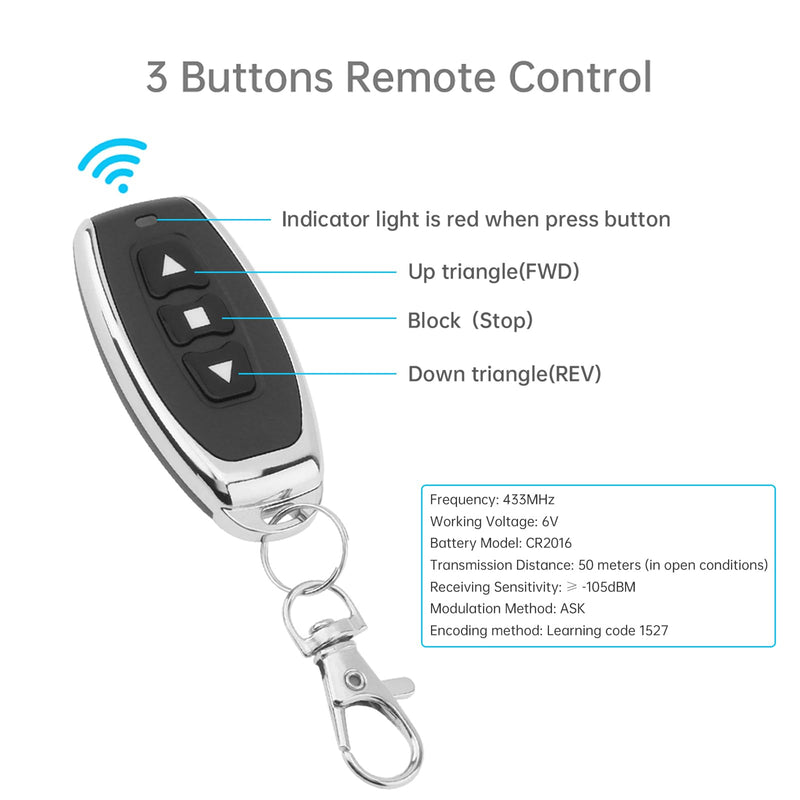 5V-48V 10A DC Motor Wireless Forward Reverse Remote Control Switch Linear Actuator Controller Winch Solenoid Relay Contactor, Forward and Reverse Control Switch