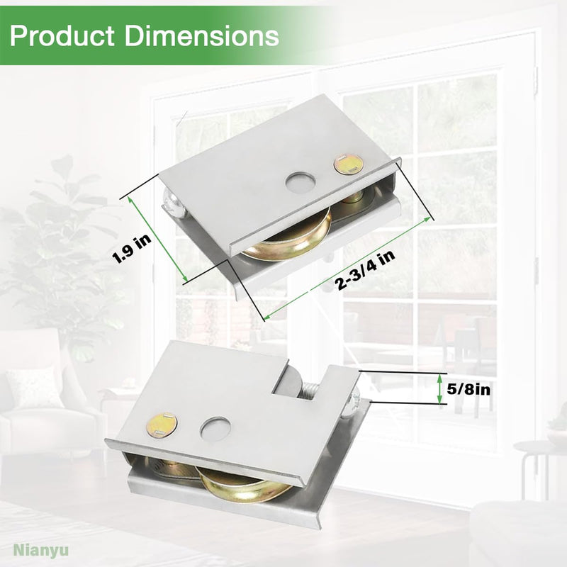0C5Y00P0 Sliding Patio Door Rollers Compatible with Pe-lla Sliding Glass Doors 1-1/2" Steel Ball Bearing Wheels Adjustable Height Sliding Door Rollers(Pack of 2) Pack of 2
