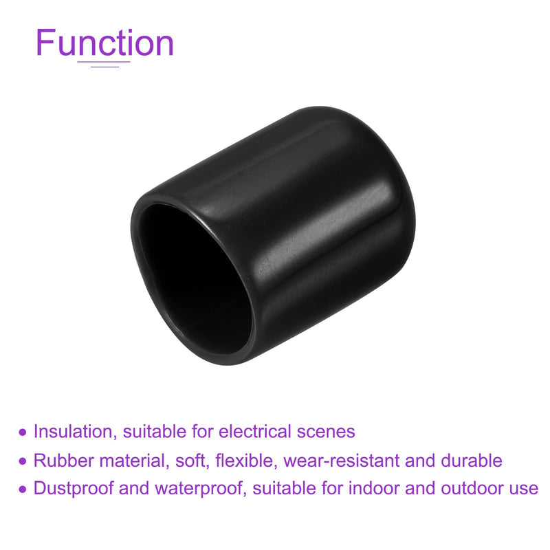 DMiotech 20 Pack 1/2" ID Black Screw Thread Protectors Rubber End Caps Bolt Covers for Screw Bolt Furniture Pipe 1/2"