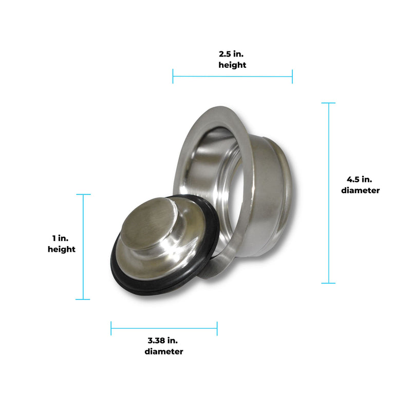 Brushed Nickel Universal Garbage Disposal Sink Flange and Stopper, Fits Standard 3-1/2 Inch Sink Opening Brushed Nickel