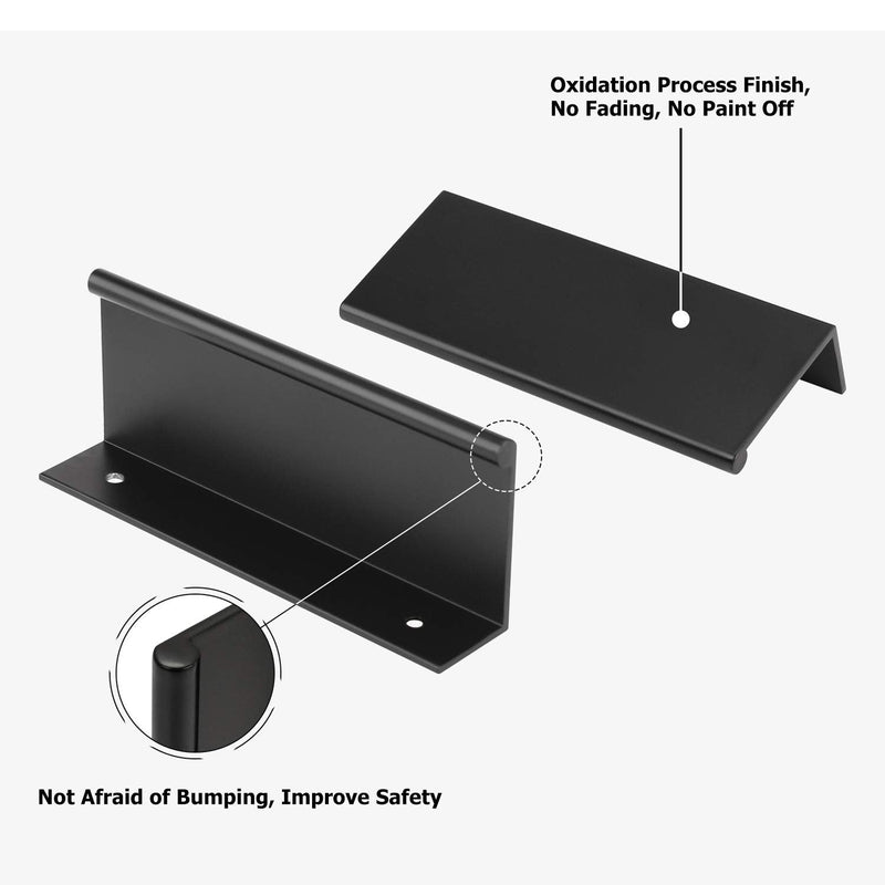 Peaha 10 Pack Black Cabinet Pulls Kitchen Handles 3 inch Aluminum Alloy Edge Finger Pull Dresser Drawer Handles Hole Centers:3in(76mm)