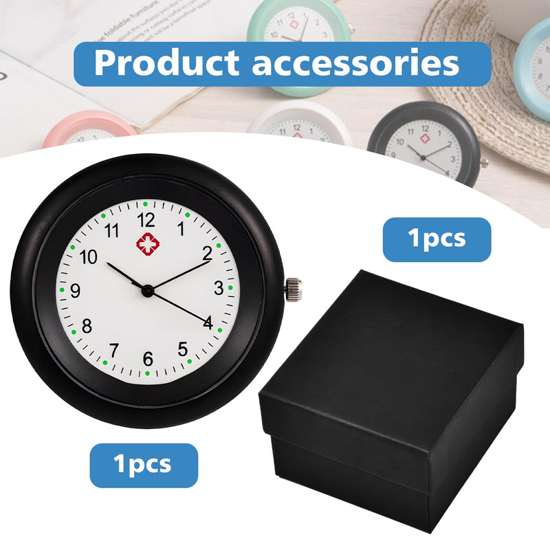 Nurse Silent Fob Watch for Medical Students, Doctors & Nurses Waterproof Black Chest Watch for Exams, Clinicals, Pulse Counting with Box