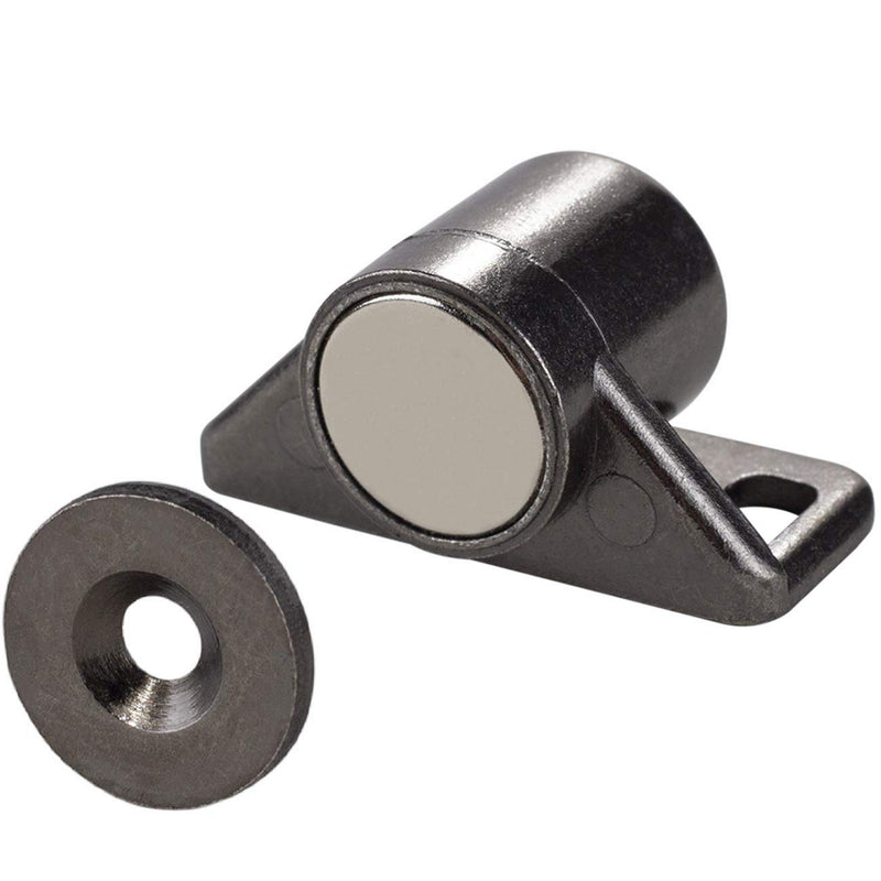 4 Pack Magnetic Cabinet Door Catch with Neodymium Magnet Cabinet Latch Magnetic Closure Hardware for Kitchen Cupboard and Closet Door Closing, Black Tone Gun Metal 4