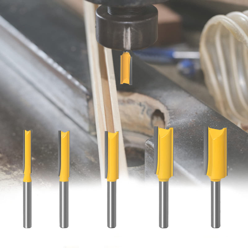 7pcs Straight Router BIT 1/4" Shank Tungsten Carbide Double Straight Dado Router Bit Set, 1/4,5/16,/3/8,1/2,19/32,43/64,23/32 Cutting Diameter Trimming Cutter for Woodworking 7PCS 1/4" Shank Straight Bit