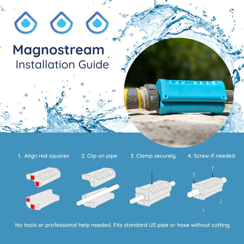 Magnostream Magnetic Water Descaler – Whole House Limescale Remover for Pipes, Appliances & Showers – Salt-Free Water Softener Alternative & Hard Water Conditioner – Eco-Friendly Unit 1