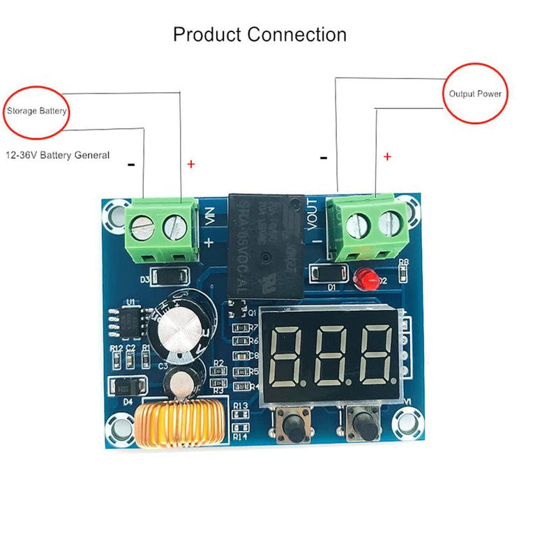 12-36V Low Voltage Digital Protector Disconnect Switch Cut Off Lithium Battery Over Discharge Protection Module Pack of 2