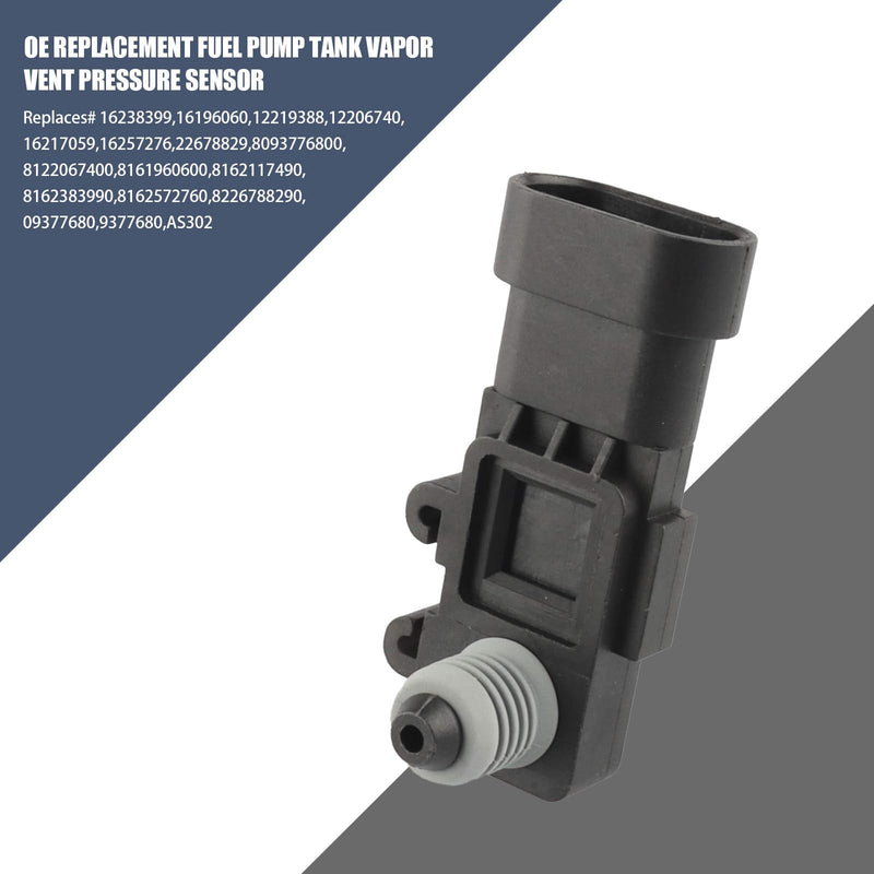 1 PC Car Fuel Tank Pressure Sensor, Vapor Vent Port Fuel Pressure Sensor, Replacement OEM #16238399, 9377680, 09377680, 16196060 Accessories, Compatible with Delphi Third Generation (Black)