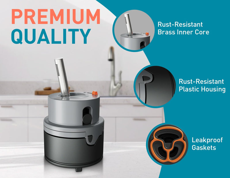 RP50587 Single Handle Compatible with Delta Repair Kit,Lavatory Kitchen Shower Faucet Valve Assembly,Works with DIAMOND Seal Technology Models Featuring a 36 mm Motion Cartridge, RP51503 Bonnet Nut RP50587，RP51503