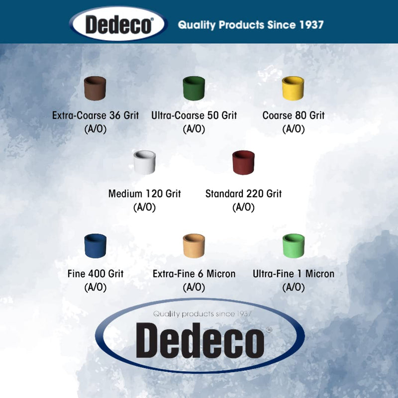 Dedeco Sunburst - 1/2” x 1/2” Bands - Precision Cylinder Thermoplastic Rotary Sanding and Polishing Tool Set, Assorted: 1 Each 8 Grit Textures Plus 1835 Mandrel (9 Piece) 9 1/2"x1/2" - Asst: 1 Each 8 Grits & 1835 Mandrel