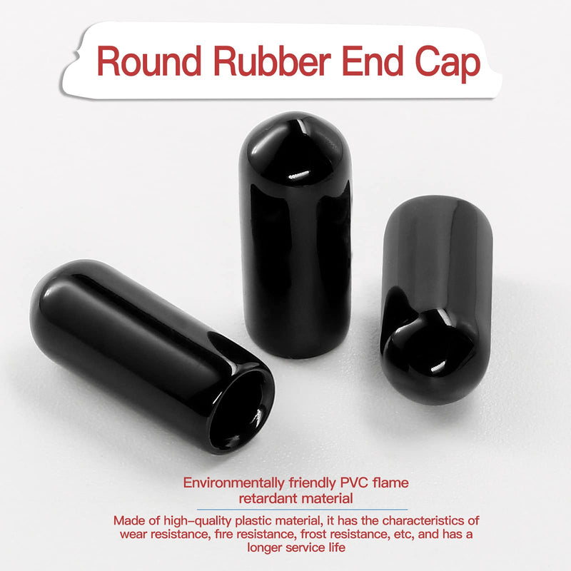 60PCS Screw Thread Protectors 5mm ID Rubber End Caps Vinyl Flexible End Caps Round Tube Bolt Cap (Black, 60PCS) 60