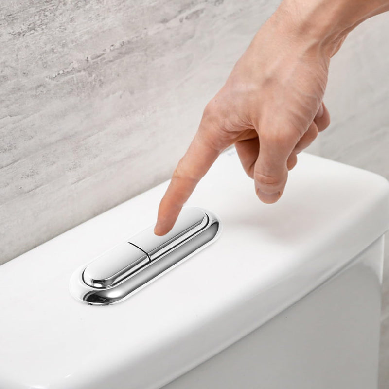 DOITOOL Dual Flushing Toilet Push Button, 3.94" D * 1.18" W Oval Dual Flush Valve Replacement Kit, Silver Toilet Button Pusher, Plastic
