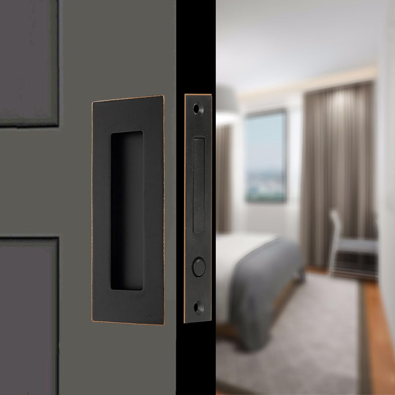 Pocket Door Hardware,Recessed Finger Flush Pulls with Edge Pull,Sliding Pocket Door Handles,Heavy Duty Edge Pull with Pop Out Ring Pull (Oil-Rubbed Bronze, 6Inch) 6inch-Oil Rubbed bronze