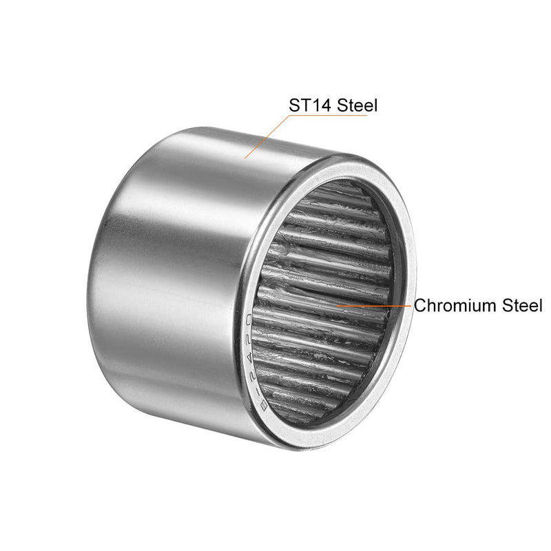 uxcell B2420 Needle Roller Bearings, Full Complement Drawn Cup, Open, 1-1/2-inch I.D. 1-7/8-inch OD 1-1/4-inch Width 30500N Static Load 13800N Dynamic Load 4300Rpm Limiting Speed 1-1/2x1-7/8x1-1/4"