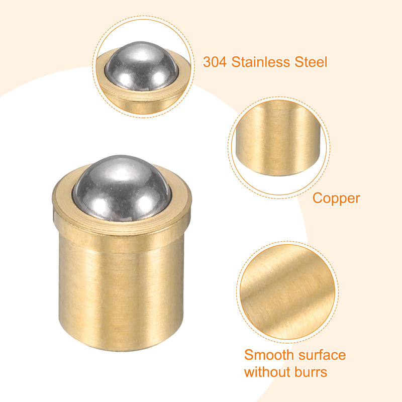 uxcell 15Pcs 304 Stainless Steel Ball Plunger, 4mm Dia. Ball Catch Latch Smooth Push Fit Spring Plunger Precision Positioning End Force 25N for Mechanical Devices, Furniture (5x7.5mm) 4x5x7.5mm(25N）