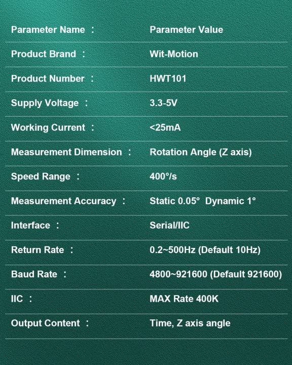 【HWT101 Military-Grade Crystal Inclinometer】MEMS Tilt Angle Sensor Module, Built-in Highly-Integrated Crystal Gyroscope [ Z-axis Angle Measurement] for Robot Application and Industrial Usage