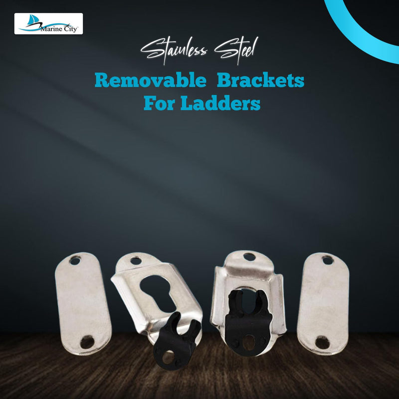 MARINE CITY 304 Stainless Steel Mounting Sockets/Brackets for Removable Folding Transom Ladders