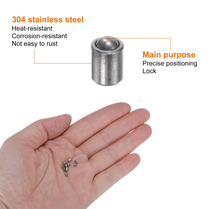 HARFINGTON 20pcs Ball Point Spring Plungers 2x3mm 304 Stainless Steel Precision Positioning Beads Ball Spring Plungers Ball Catch Latch for Door Cupboard Mechanical Devices Clamps Furniture