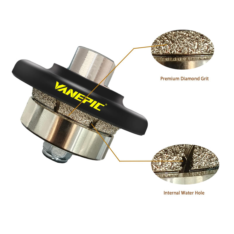 3/16 inch B5 Diamond Demi bullnose Half Bullnose Profile Wheel Diamond Hand Profiler Router bit with 5/8-11 Thread for Grinder Polisher Granite Marble Concrete and Countertop Edge