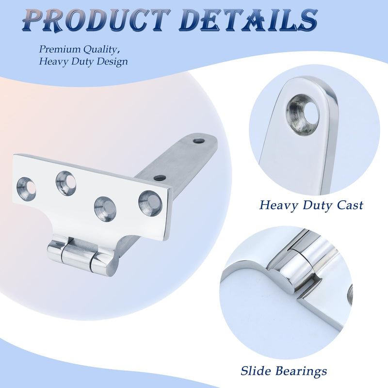 YANYUCB T Shape Boat Casting Hinge 316 Marine Stainless Steel Cabinet Hardware Door Hinge Marine Hardware for Boat Yacht (6 inch x 3 inch 2 Pack) 6 inch x 3 inch 2 Pack