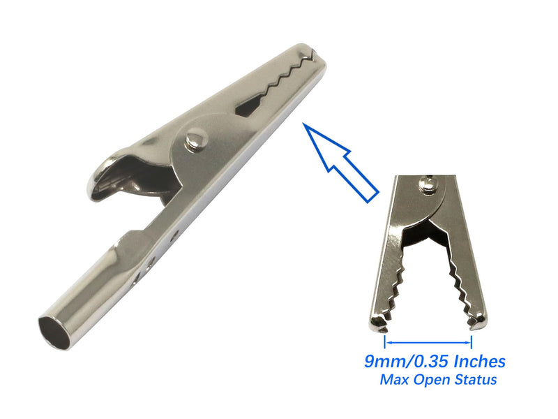 iexcell 100 Pcs 2 Inches / 51 mm Steel Alligator Clips Crocodile Clamps, Silver Tone Nickel Plated, Come in a Plastic Case Large ( 2.0" x 0.25" x 0.46" )