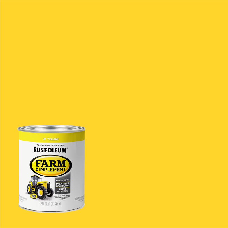 Rust-Oleum 7443502 Specialty Farm Equipment Brush On Paint, Quart, John Deere Yellow J.D. Yellow
