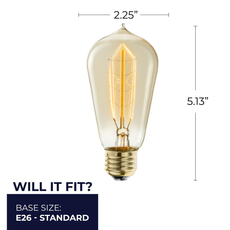 Bulbrite NOS40-1890-6PK 40W Nostalgic Edison Hairpin-style Bulb, 6-Pack