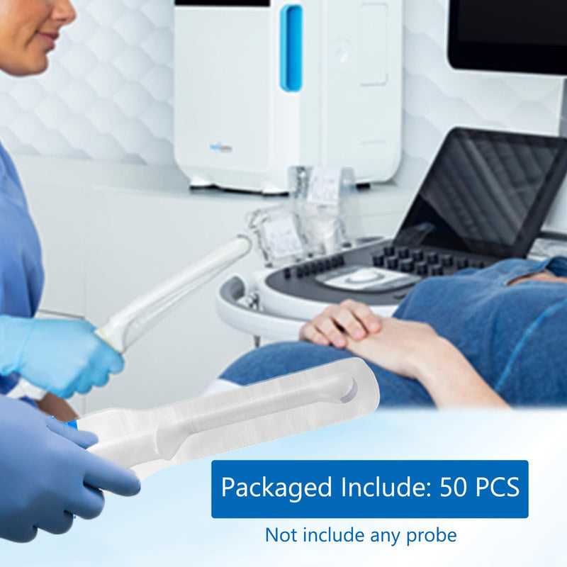Ultrasound Probe Cover - Endocavity Transducer Cover Latex Free Non Sterile Disposable, 9.6"x1.6", 50 PCS