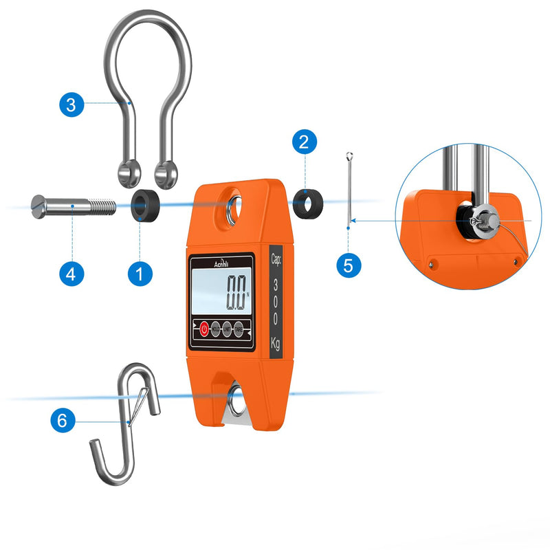 Hanging Weight Scale 400KG/880LB, Stainless Steel Digital Heavy Duty Luggage Crane Scale, Suitable for Outdoor Farm Hunting Travel and Fishing (Orange)