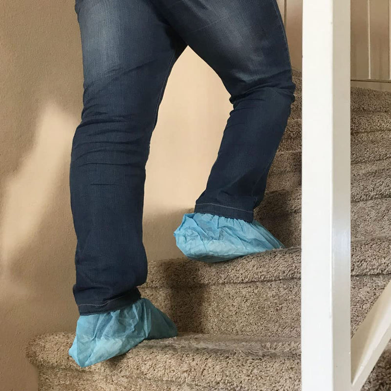 Cleaing Disposable Shoe Covers X-Large 100 Pack (50 Pairs) Non Slip, Fit Shoe Size up to Men's 14, Boot Size 13 Extra Large 100 Pack