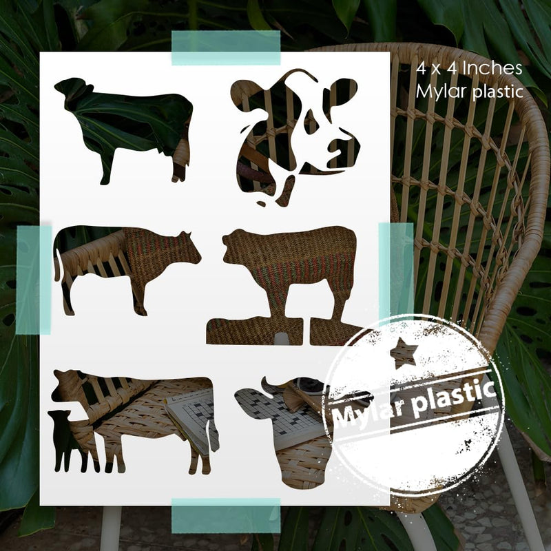 Cow Stencils Country Farm Animals Template Reusable 8.5 x 11 Inches for Painting on Walls, Wood, Glass, Scarpbooking, Graffity, Arts and Crafts, DIY LIONX