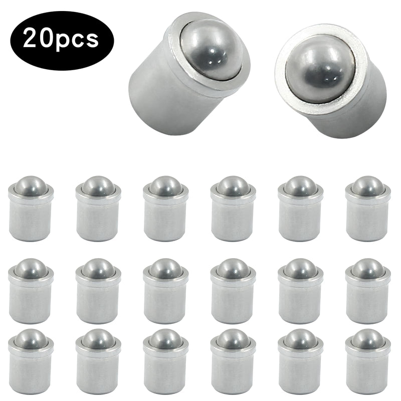 20 pcs Ball Plungers 0.24" Diameter Ball Bearing 304 Stainless Steel Push Fit Ball Spring Smooth Plunger for Door, Cabinet, Closet Drawer（φ 6x7） 0.24"x0.28"(D*H) 20